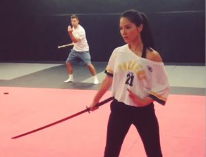 Olivia Munn x-men sword work