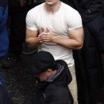 Chris Evans on set in Manchester pictures